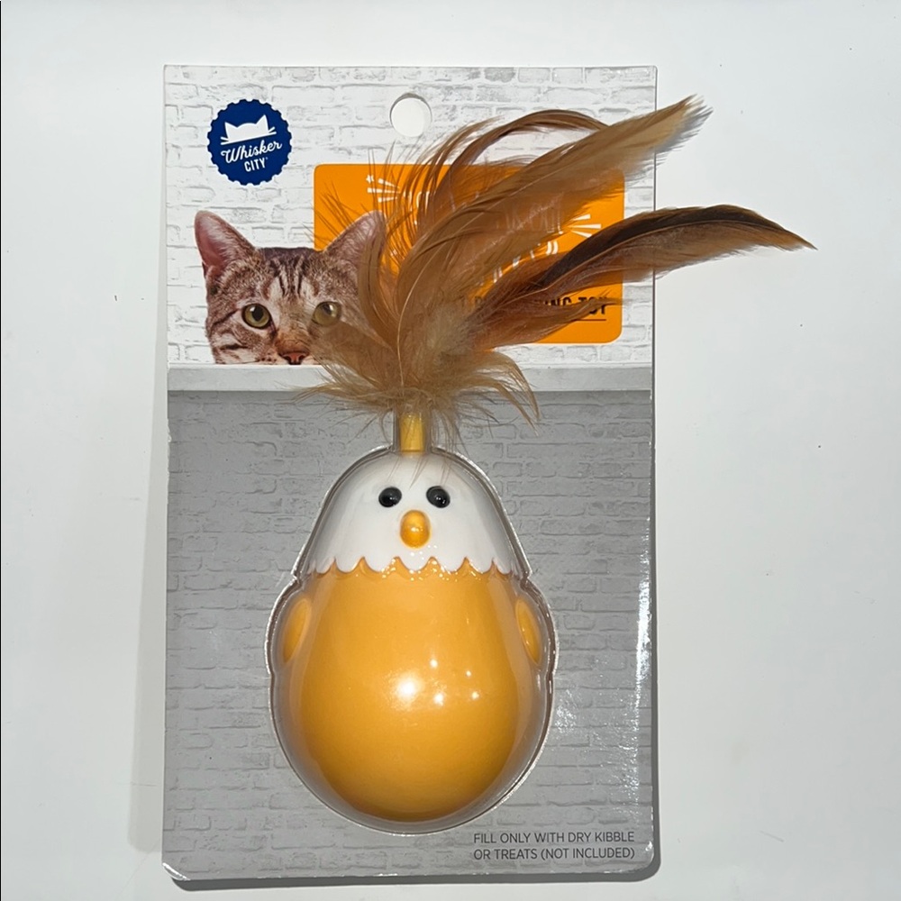 Chicken Treat Dispensing Cat Toy with Feathers